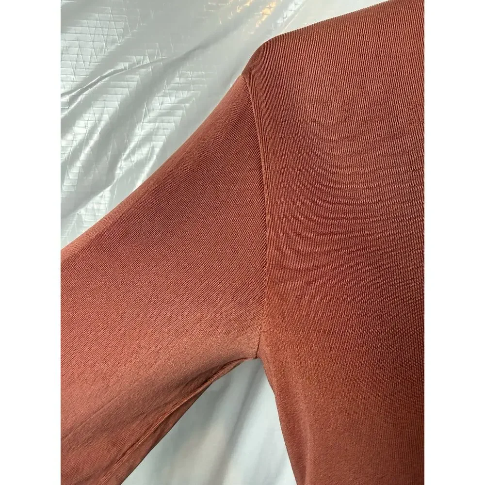 Chico's Travelers Crystal V Top NWT Burnt Sienna 3/4 Sleeve Size 1 Med 8/10